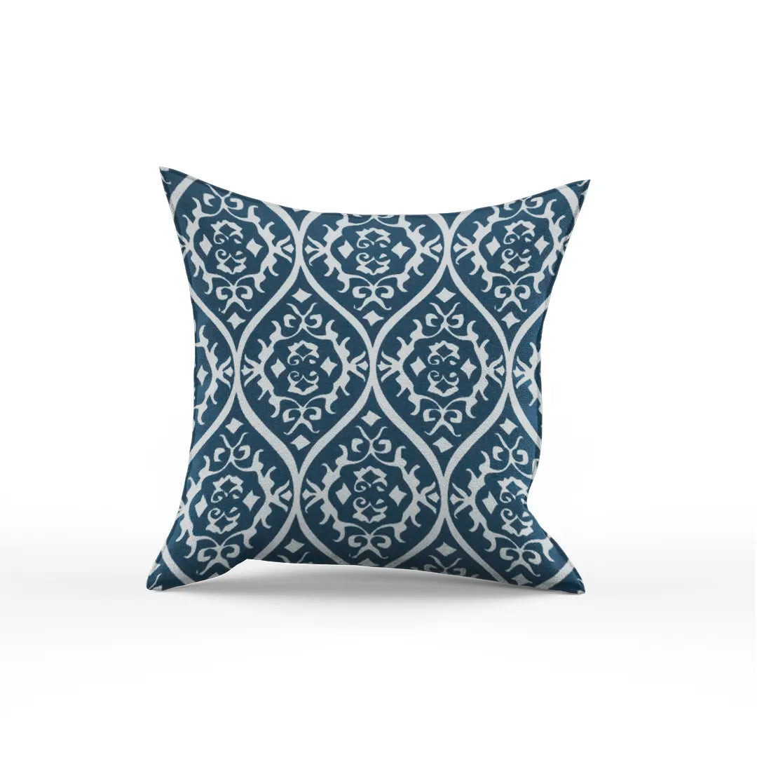 Somerset Cotton Blue and Grey Printed Pillow Cover