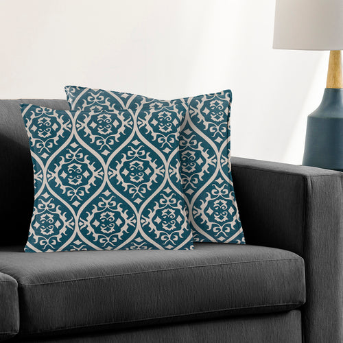 Somerset Cotton Blue and Grey Printed Pillow Cover