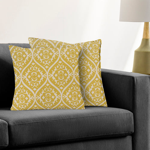 Sommerset Cotton Light Gray & Mustard Printed Pillow Cover