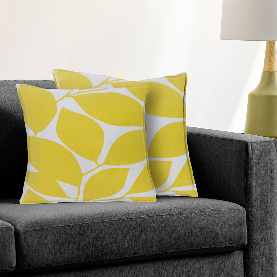 Somerset Cotton Light Gray and Yellow Pillow Cover