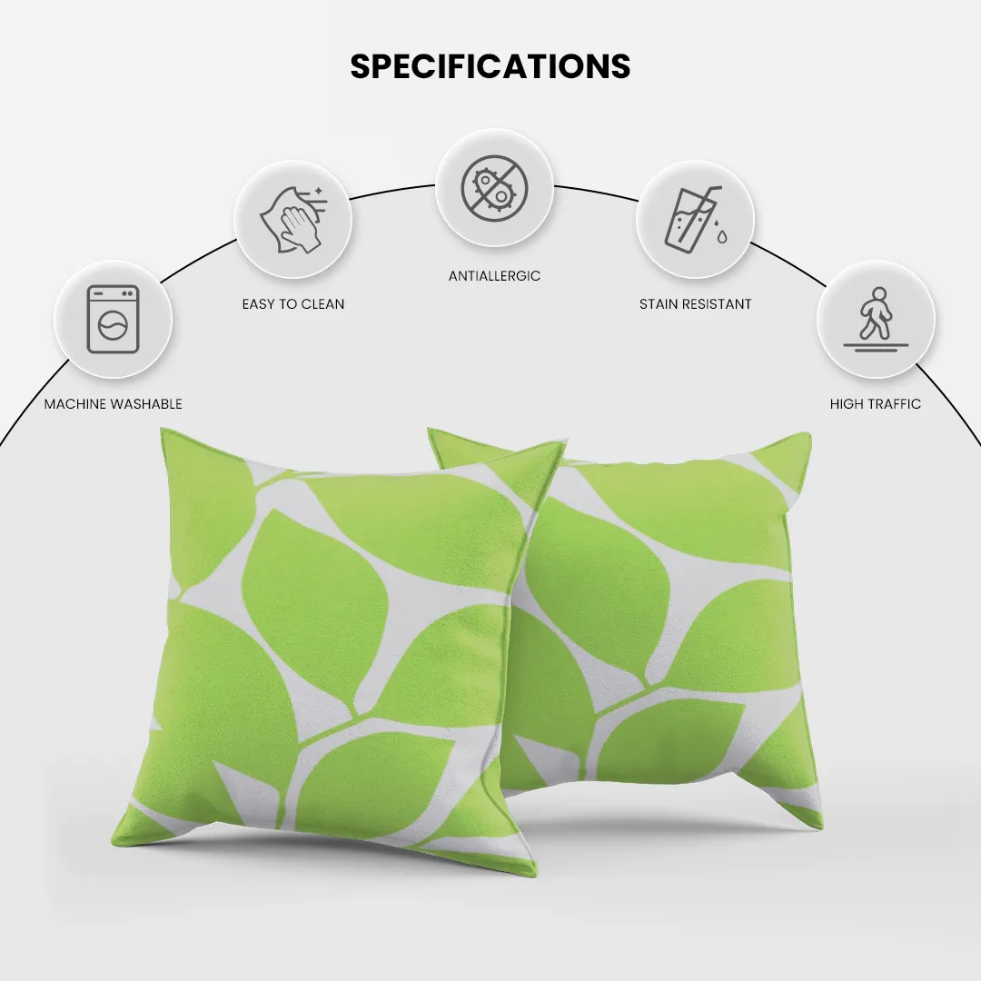 Somerset Cotton Gray & Green Screen Printed Pillow Cover