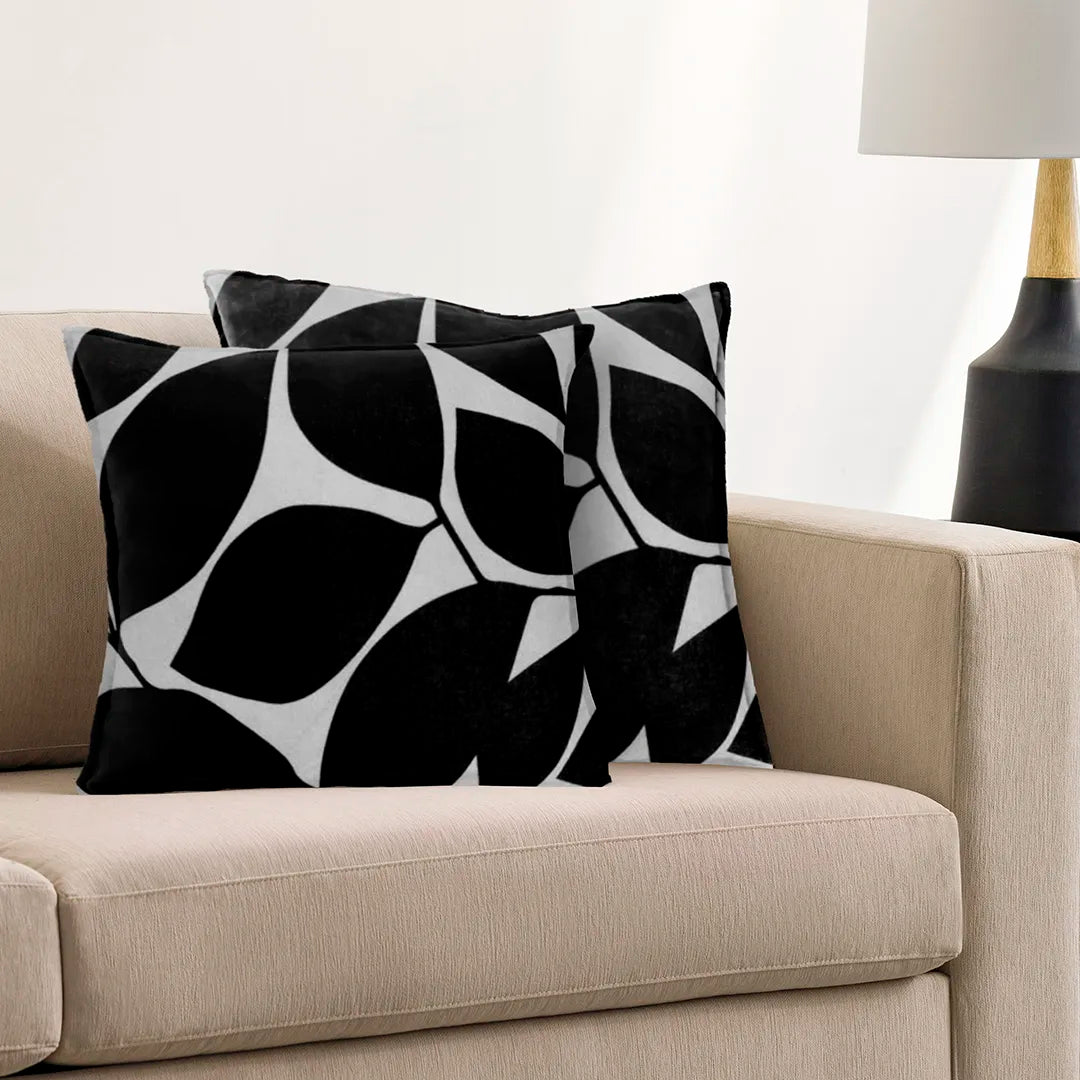 Somerset Cotton Gray and Black Screen Printed Pillow Cover