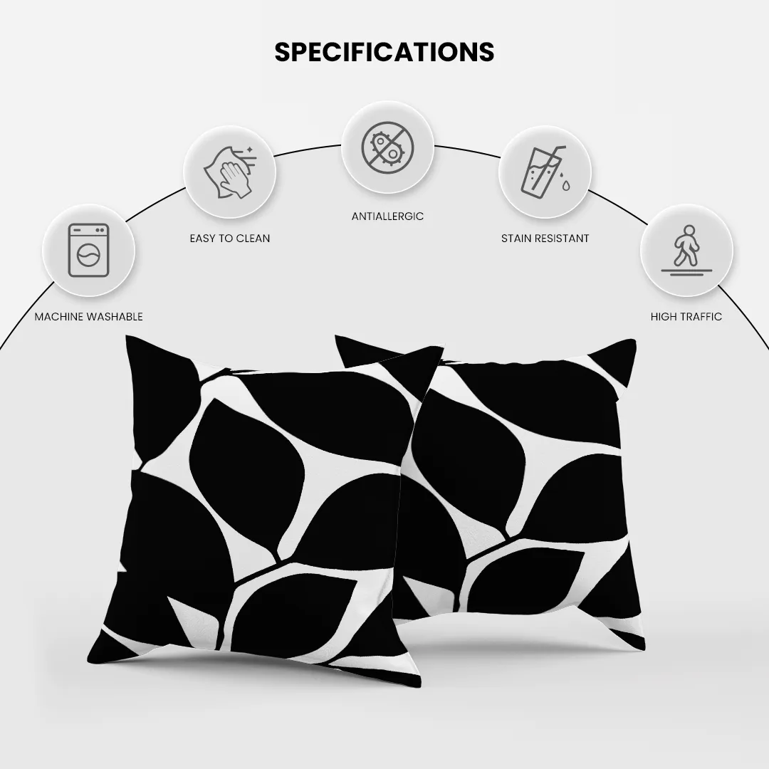 Somerset Cotton Gray and Black Screen Printed Pillow Cover