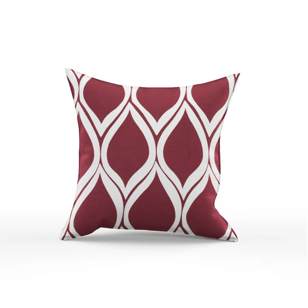 Somerset Cotton Red and Gray Screen-Printed Pillow Cover