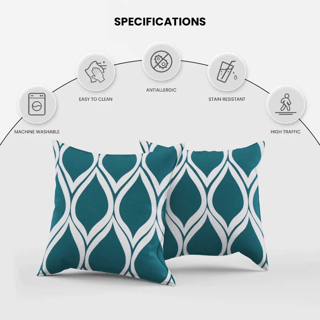 Somerset Cotton Gray and Blue Screen Printed Pillow Cover