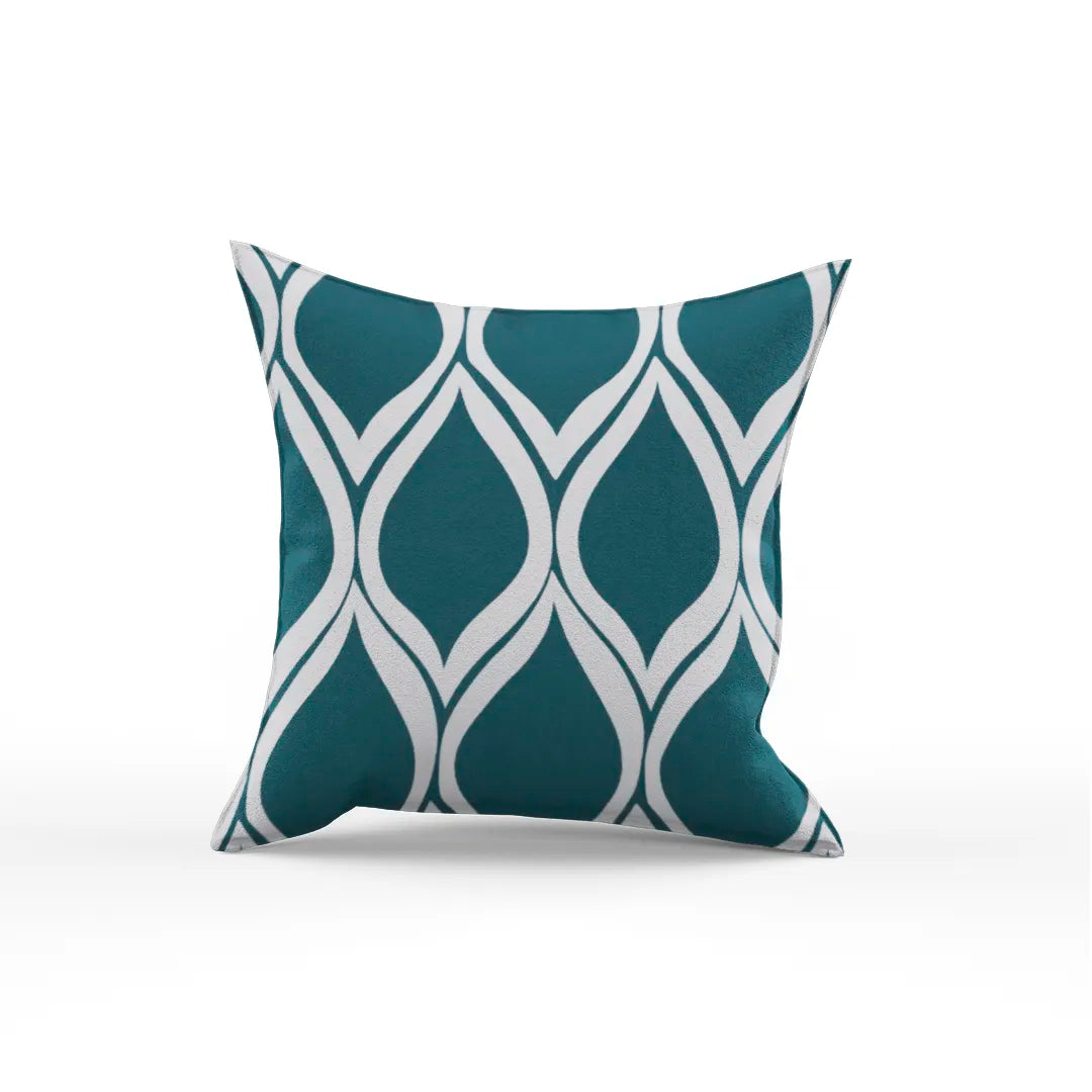 Somerset Cotton Gray and Blue Screen Printed Pillow Cover