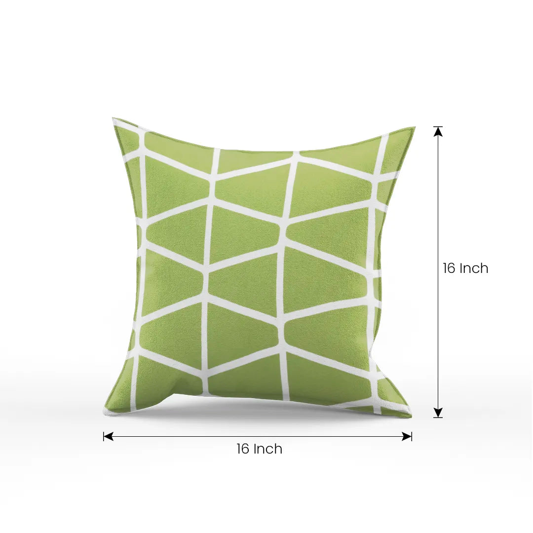 Somerset Cotton White and Green Screen Printed Pillow Cover
