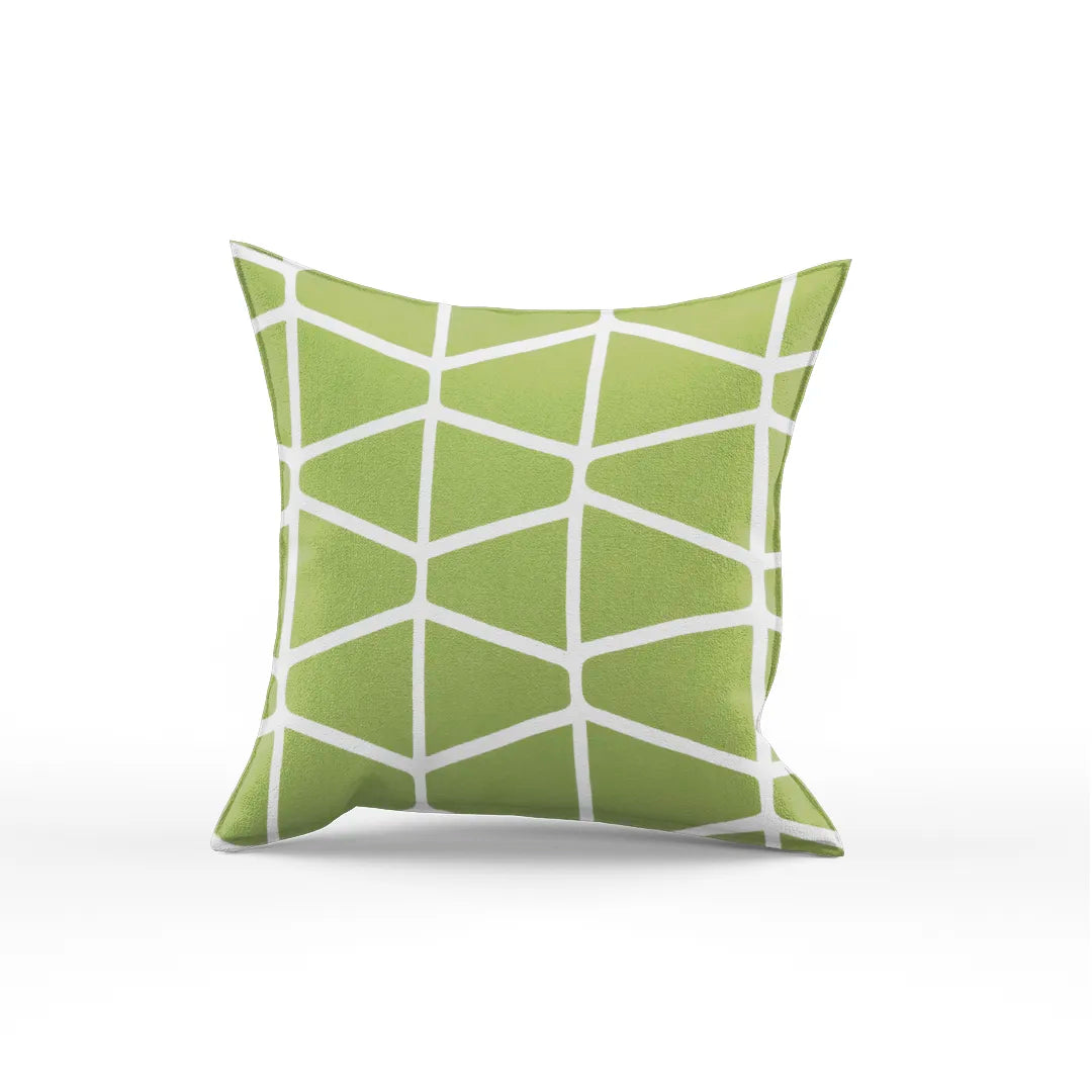 Somerset Cotton White and Green Screen Printed Pillow Cover