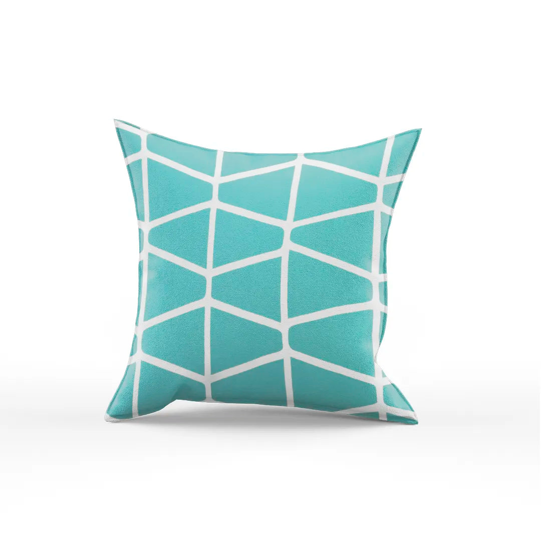Somerset Cotton White and Seafoam Screen Printed Pillow Cover