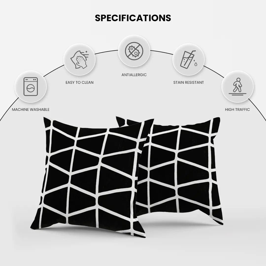 Somerset Cotton Black and White Screen Printed Pillow Cover