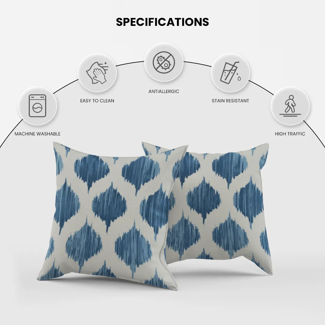 Ogee Cotton Blue and Beige Abstract Design Pillow Cover