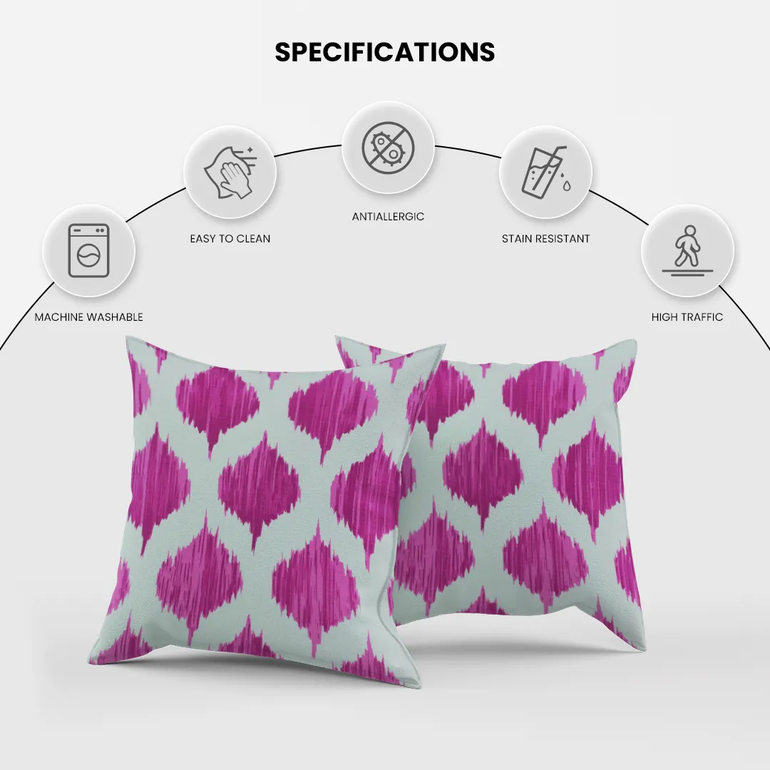 Ogee Cotton Light Beige & Magenta Pillow Cover