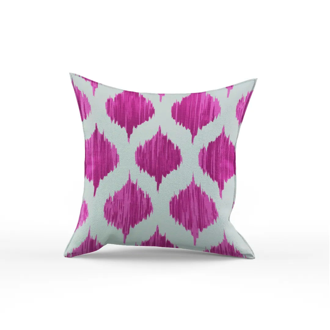 Ogee Cotton Light Beige & Magenta Pillow Cover