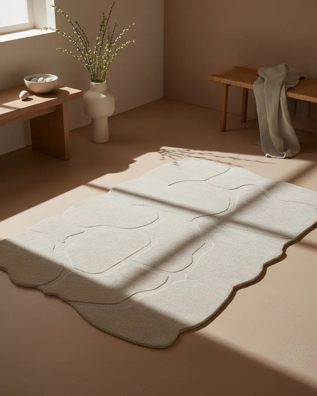 Hand Tufted Wool Viscose Ivory Area Rug