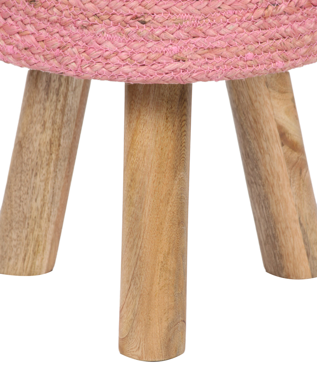 Round Pink Jute Stool with Mango Wood Base