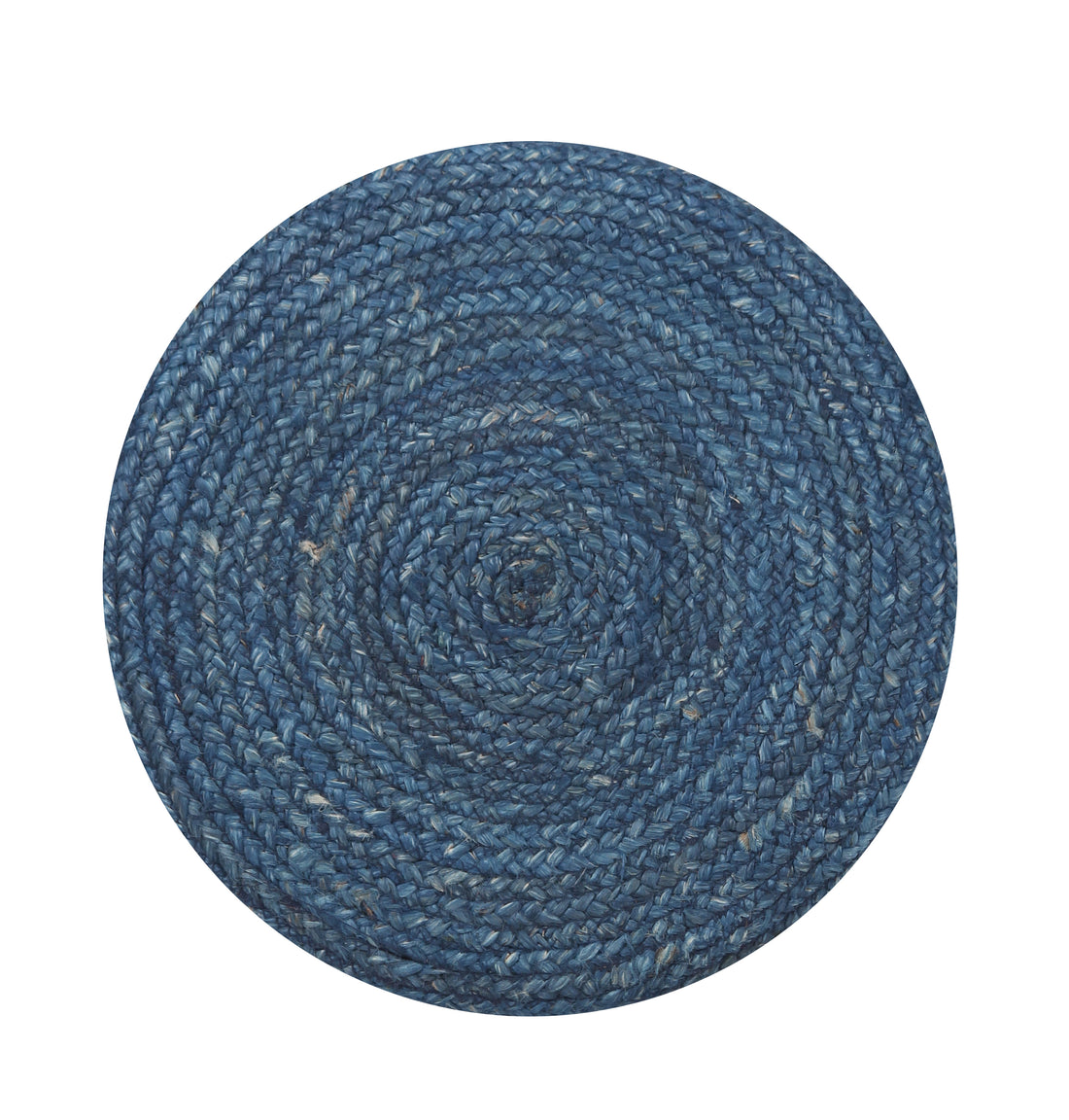 Round Navy Jute Stool with Mango Wood Base