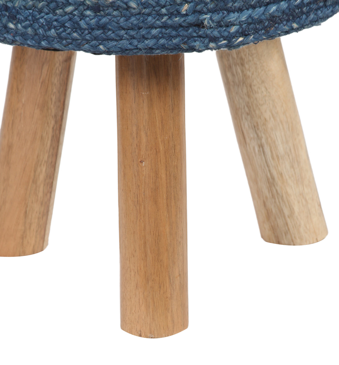 Round Navy Jute Stool with Mango Wood Base