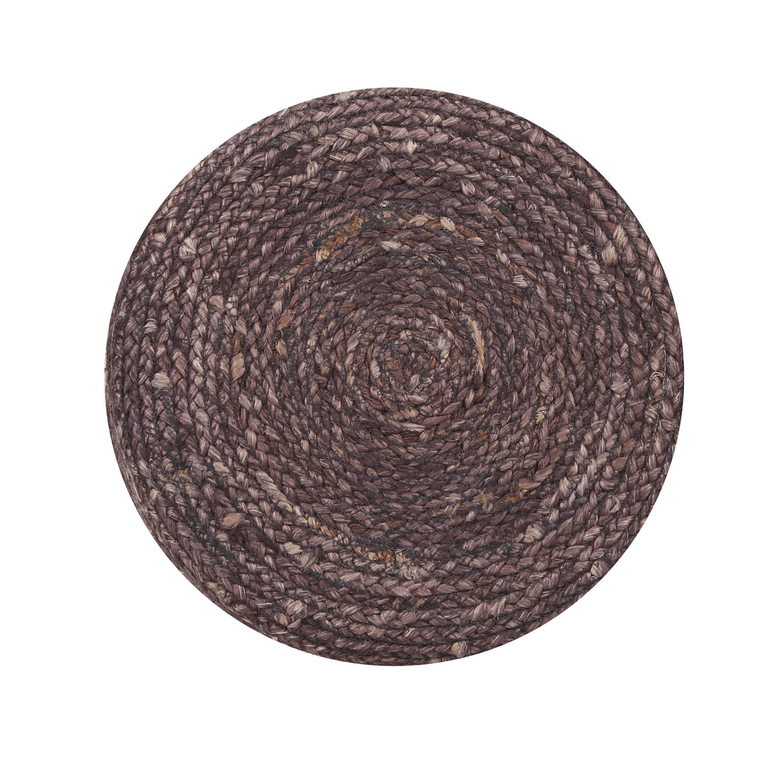 Round Brown Jute Stool with Mango Wood Base