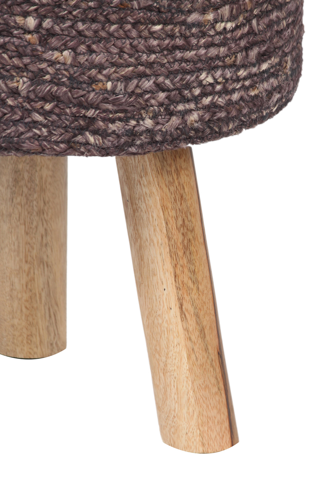 Round Brown Jute Stool with Mango Wood Base