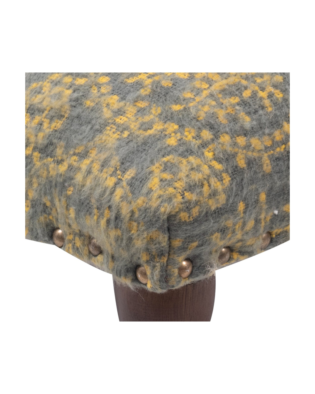 Yellow & Blue Cotton Print Foot Stool with Mango Wood Base