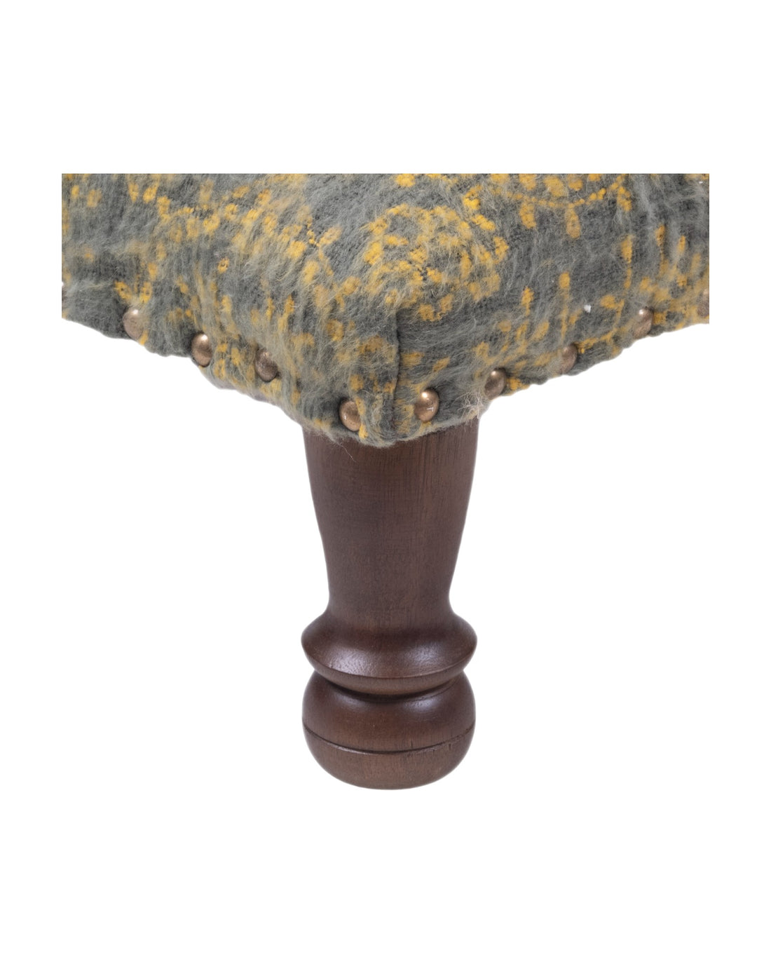 Yellow & Blue Cotton Print Foot Stool with Mango Wood Base