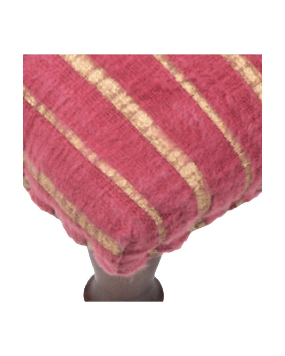 Pink Cotton Print Foot Stool with Mango Wood Base