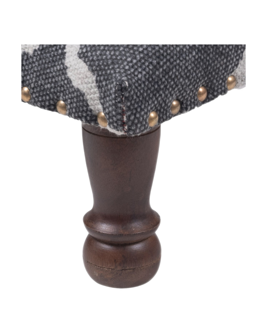 Black & White Cotton Print Foot Stool with Wood Base