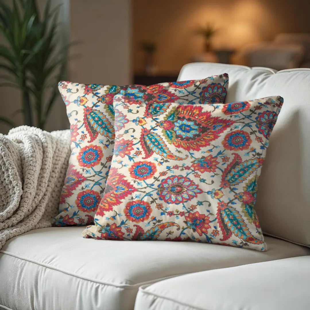 Digital Printed Floral and Paisley Cushion Cover
