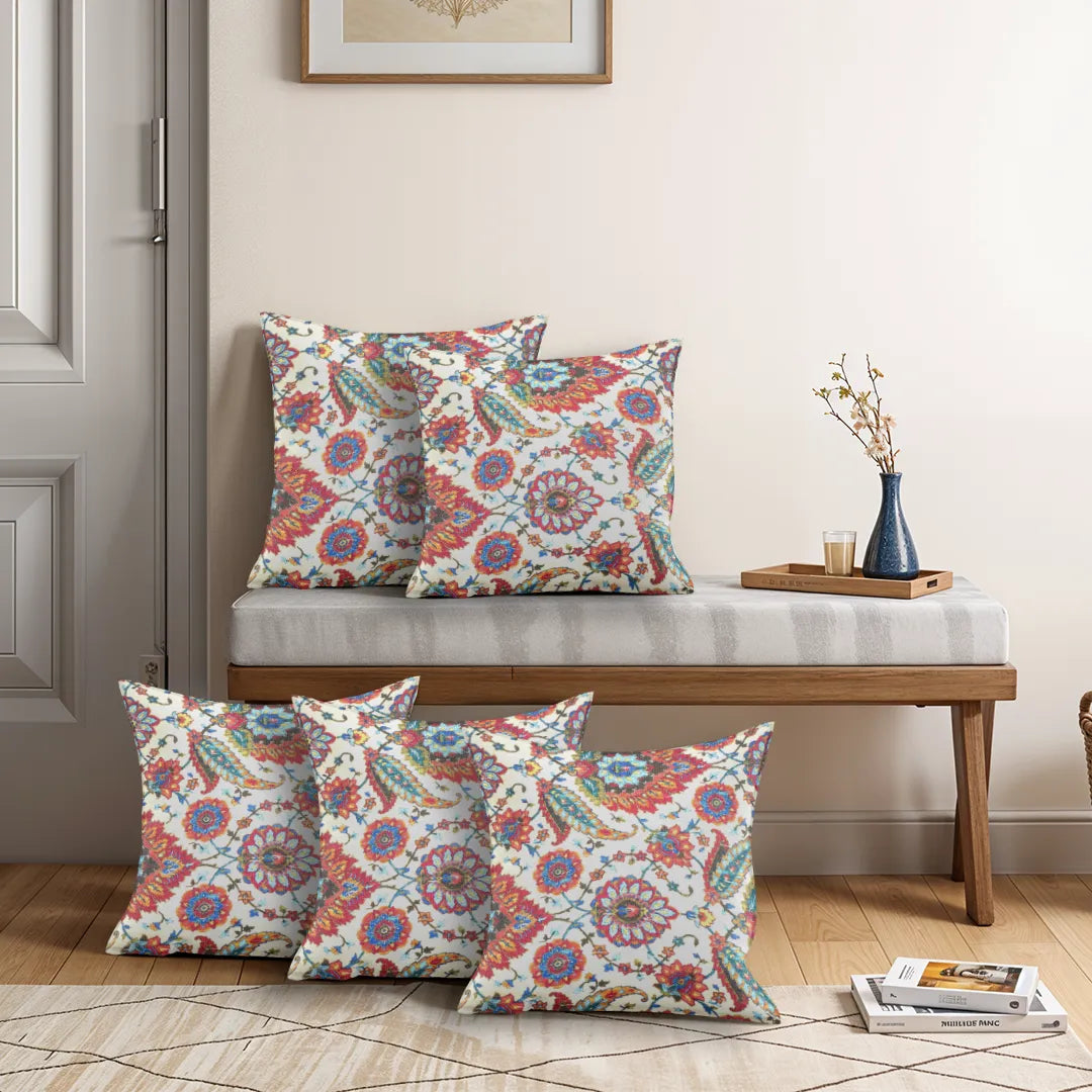 Digital Printed Floral and Paisley Cushion Cover