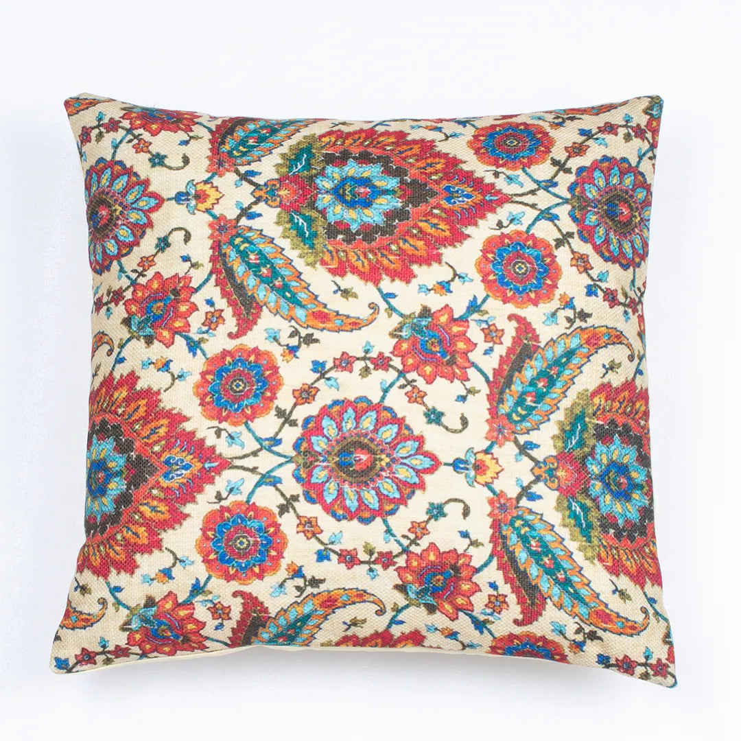 Digital Printed Floral and Paisley Cushion Cover