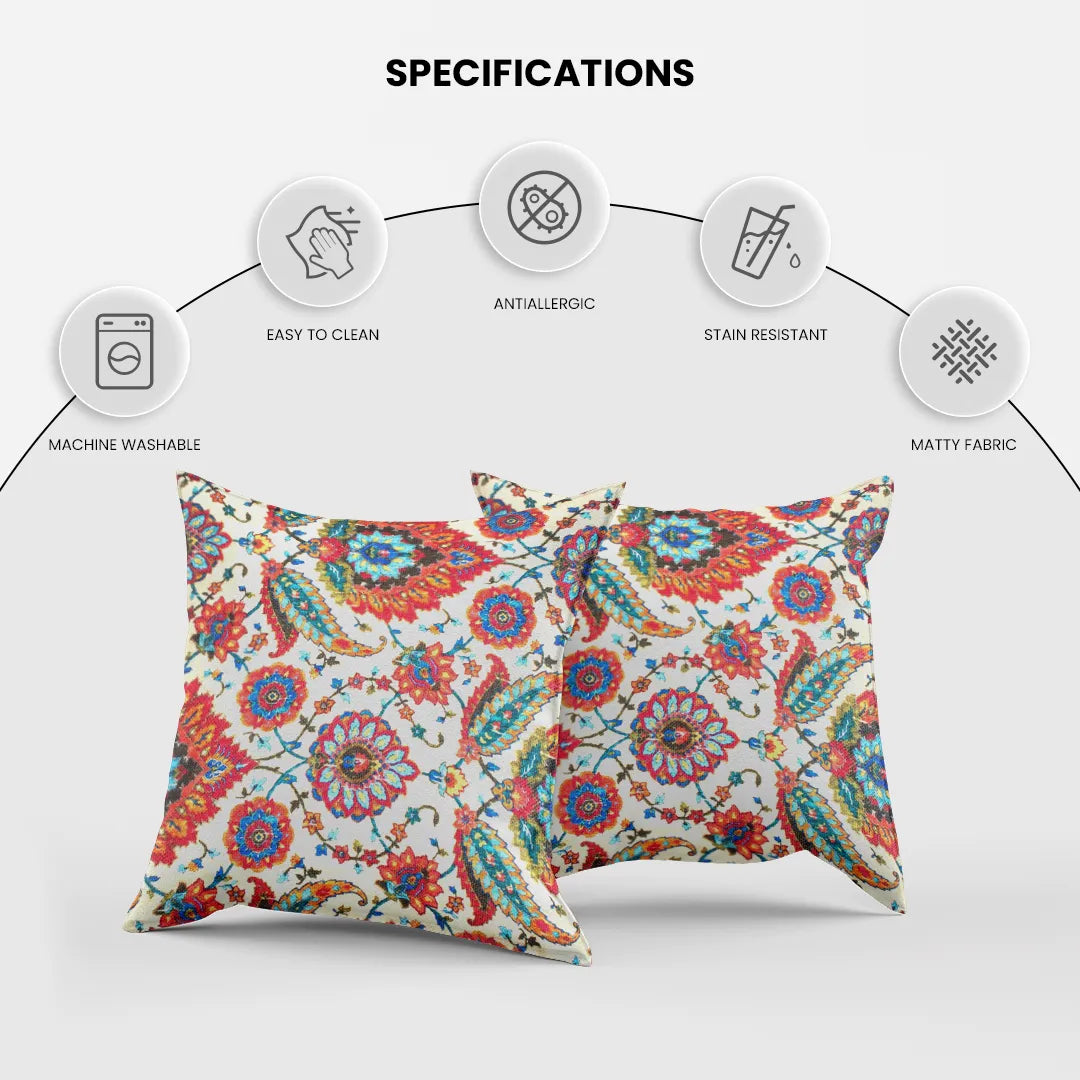 Digital Printed Floral and Paisley Cushion Cover