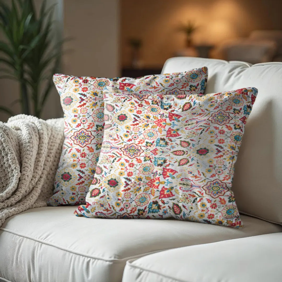 Symmetrical Floral and Ornate Design Cushion Covers