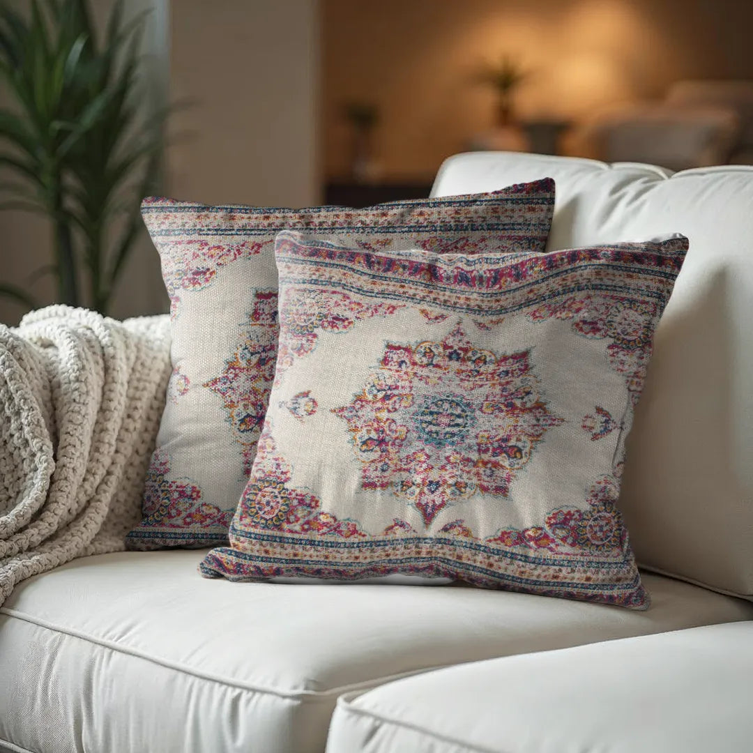 Elegant Floral-Geometric Pattern Cushion Cover