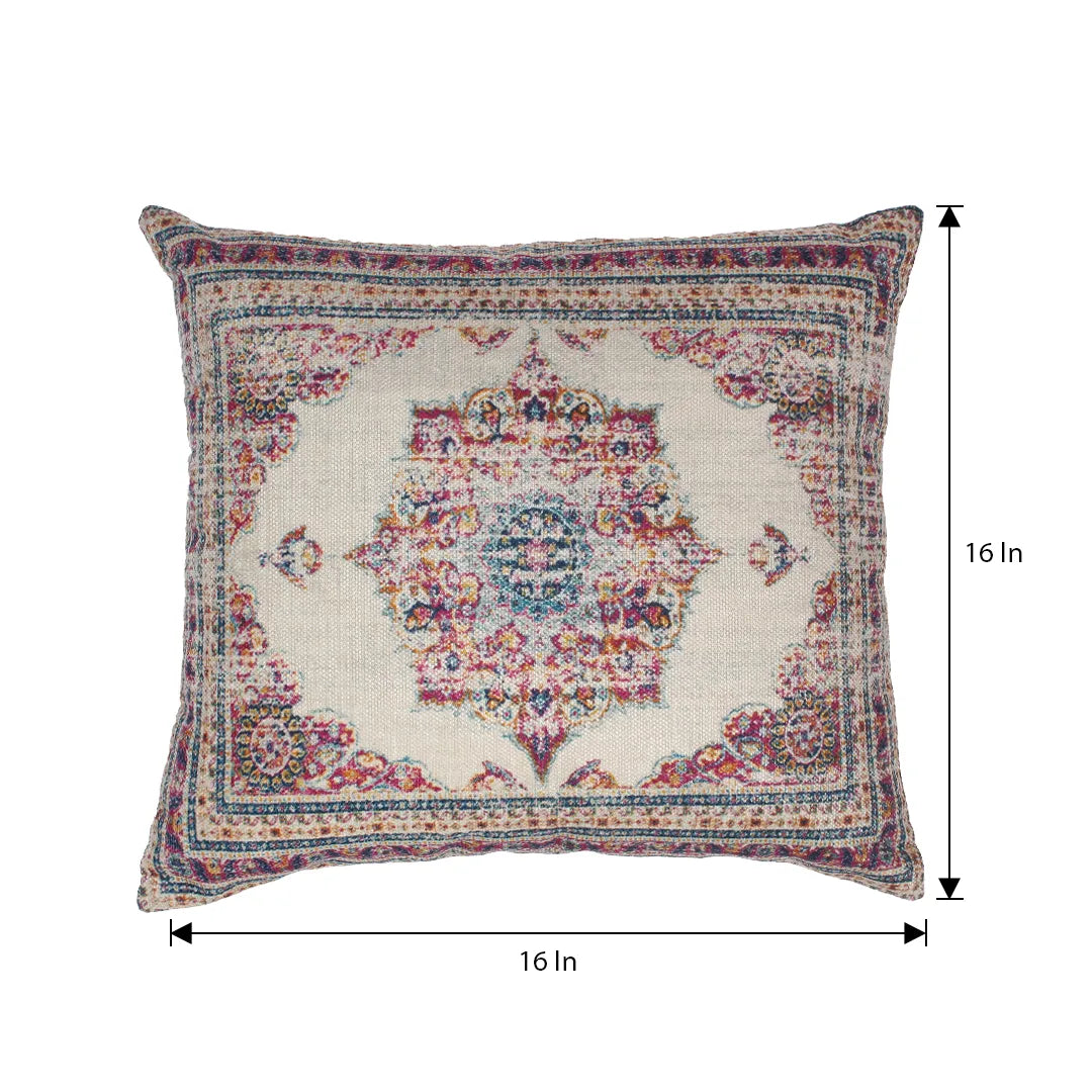 Elegant Floral-Geometric Pattern Cushion Cover