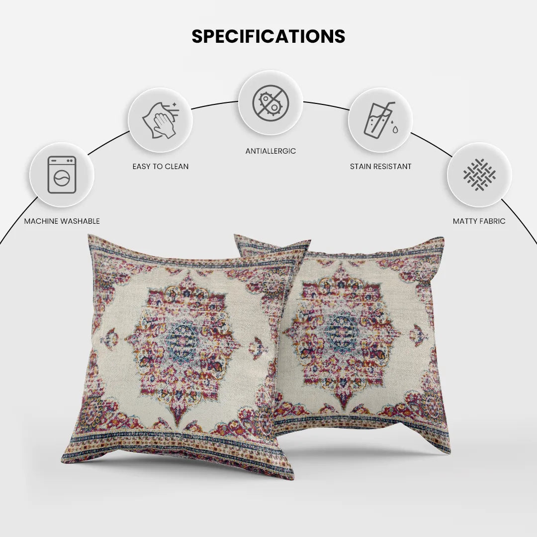 Elegant Floral-Geometric Pattern Cushion Cover