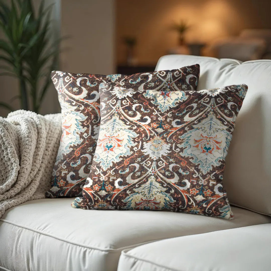 Ornate Floral and Geometric Pattern Cushion Cover