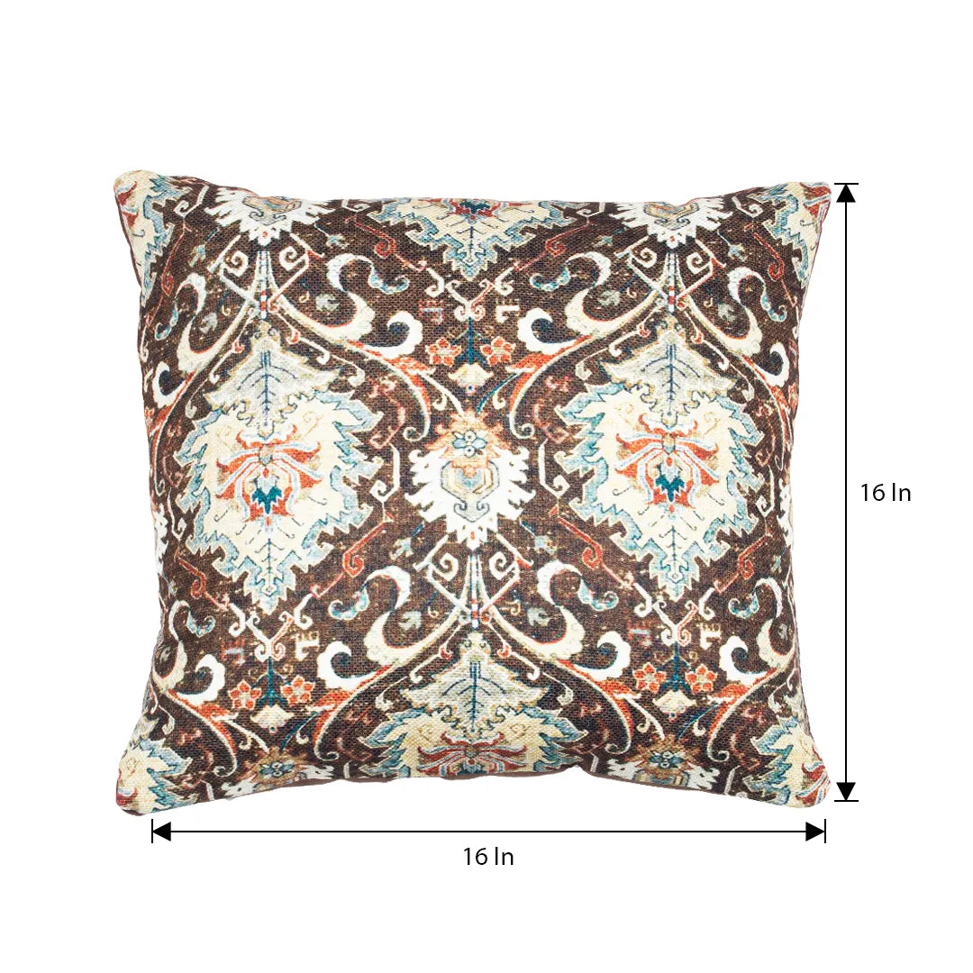 Ornate Floral and Geometric Pattern Cushion Cover