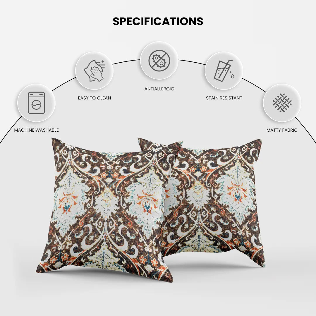 Ornate Floral and Geometric Pattern Cushion Cover