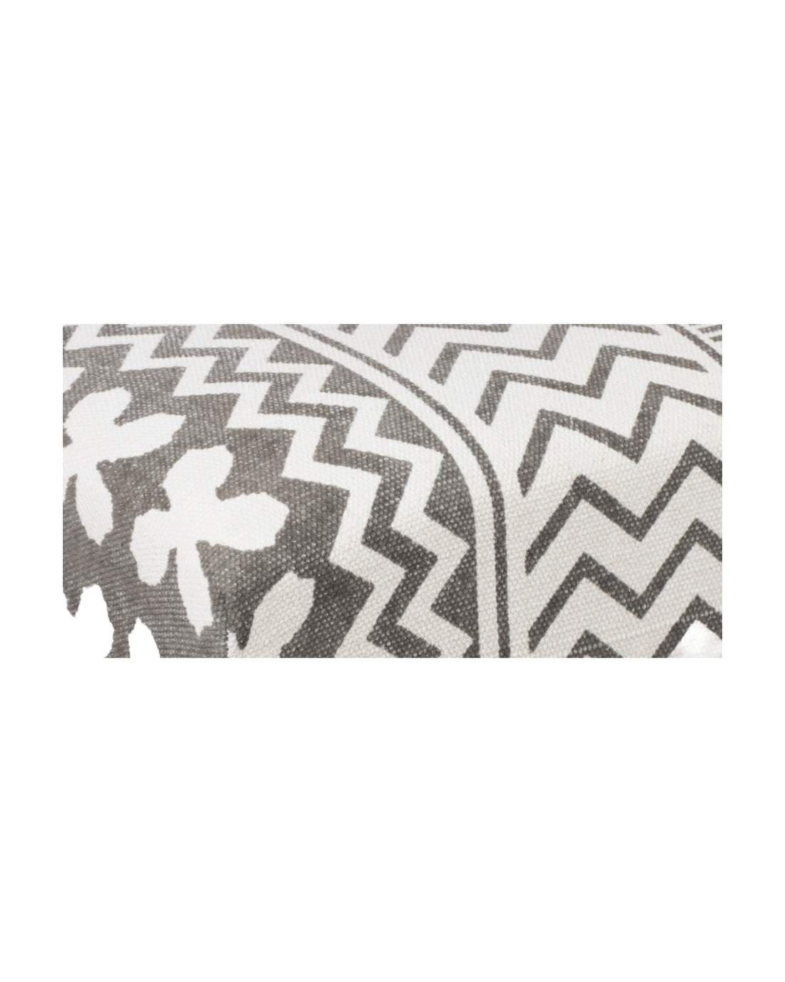 Wooden Bench with White & Grey Cotton Print Fabric