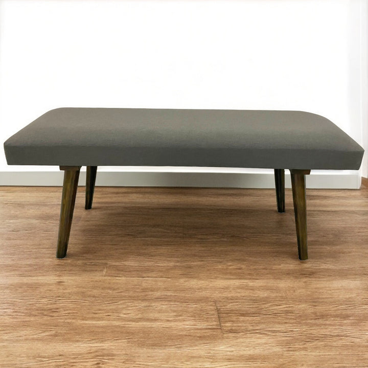 Wooden Sitting Bench with Walnut Finish and Polyester Fabric