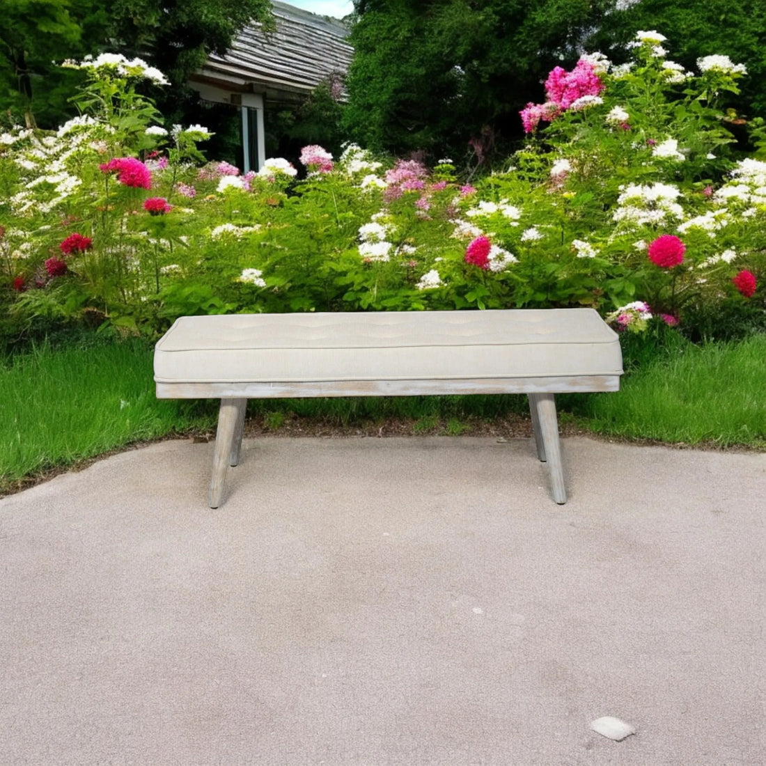 The Capella Mango Wood Bench with Whitewashed Finish