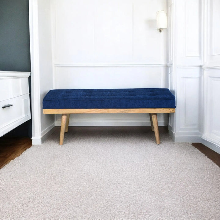 The Capella Blue Mango Wood Bench with Natural Finish