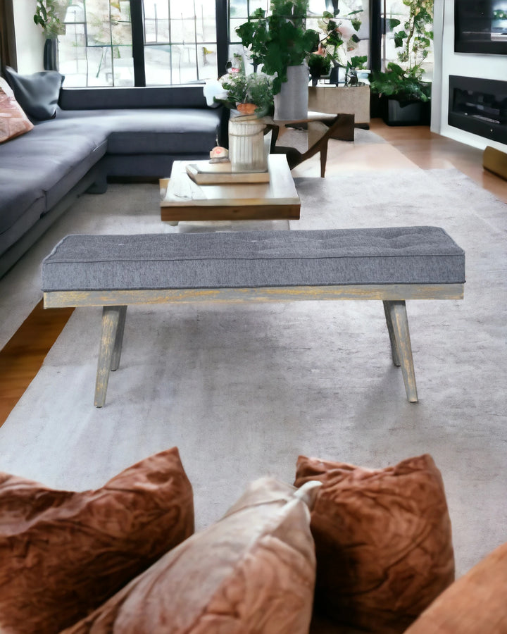 The Capella Grey Mango Wood Bench with Natural Finish