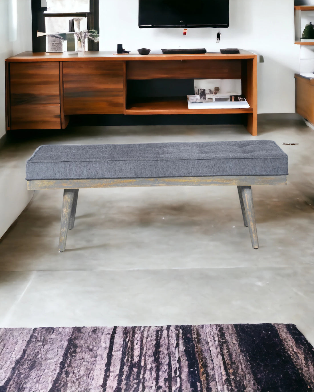 The Capella Grey Mango Wood Bench with Natural Finish