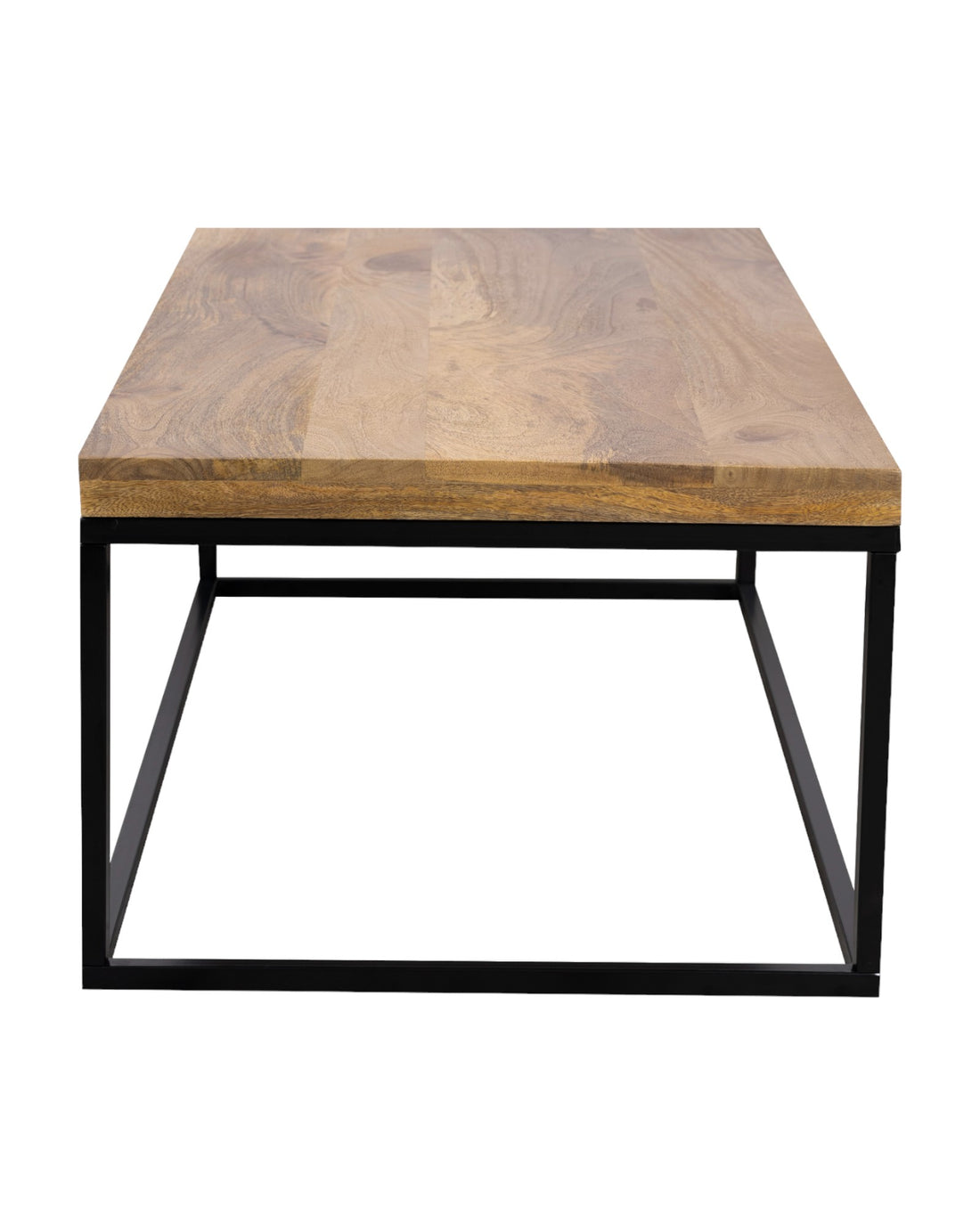 Wooden Top Coffee Table with Black Iron Frame