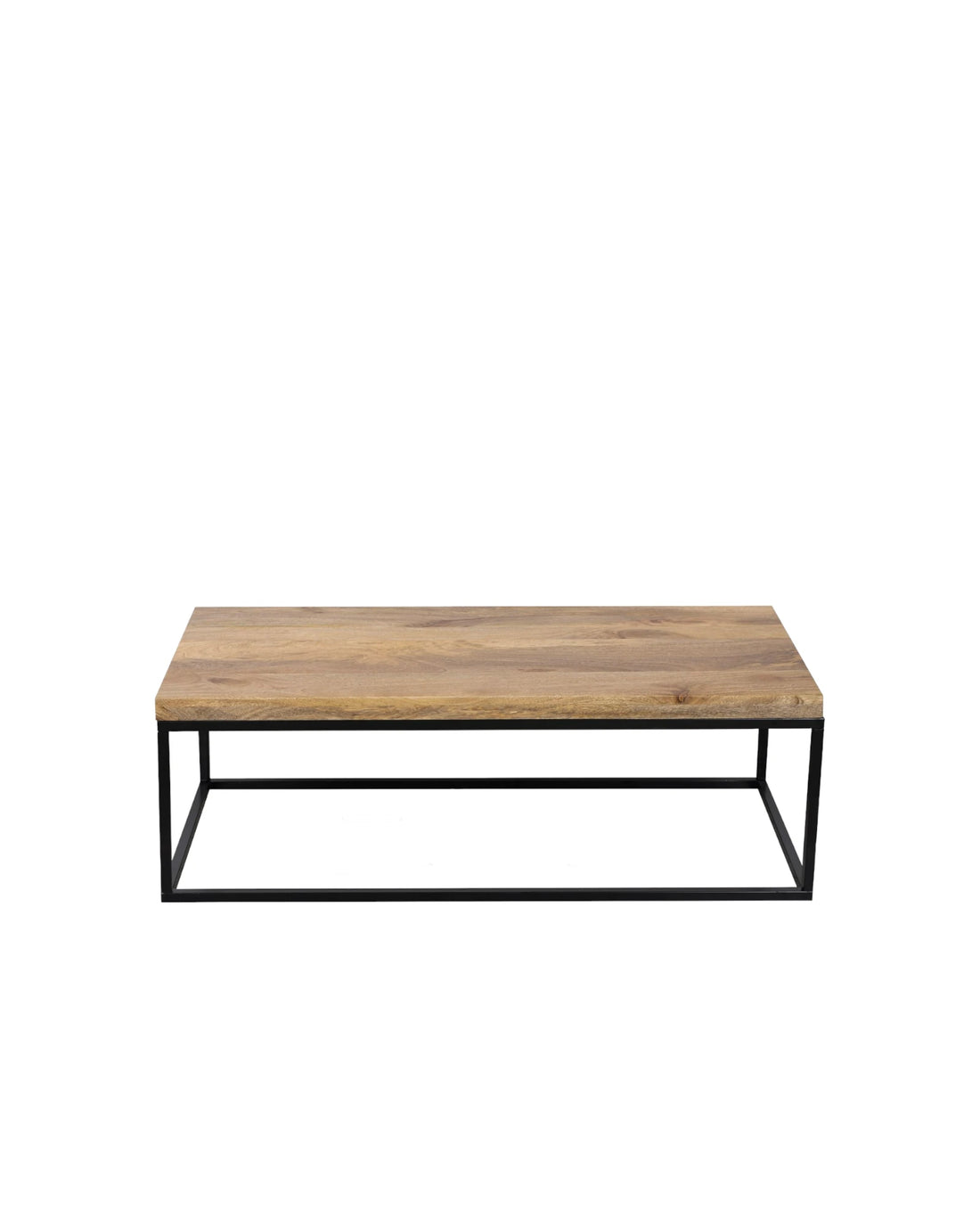 Wooden Top Coffee Table with Black Iron Frame