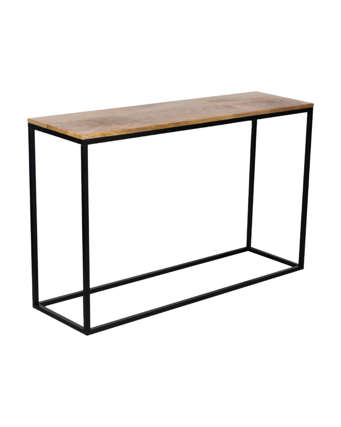 Wooden Top Console Table with Black Iron Frame