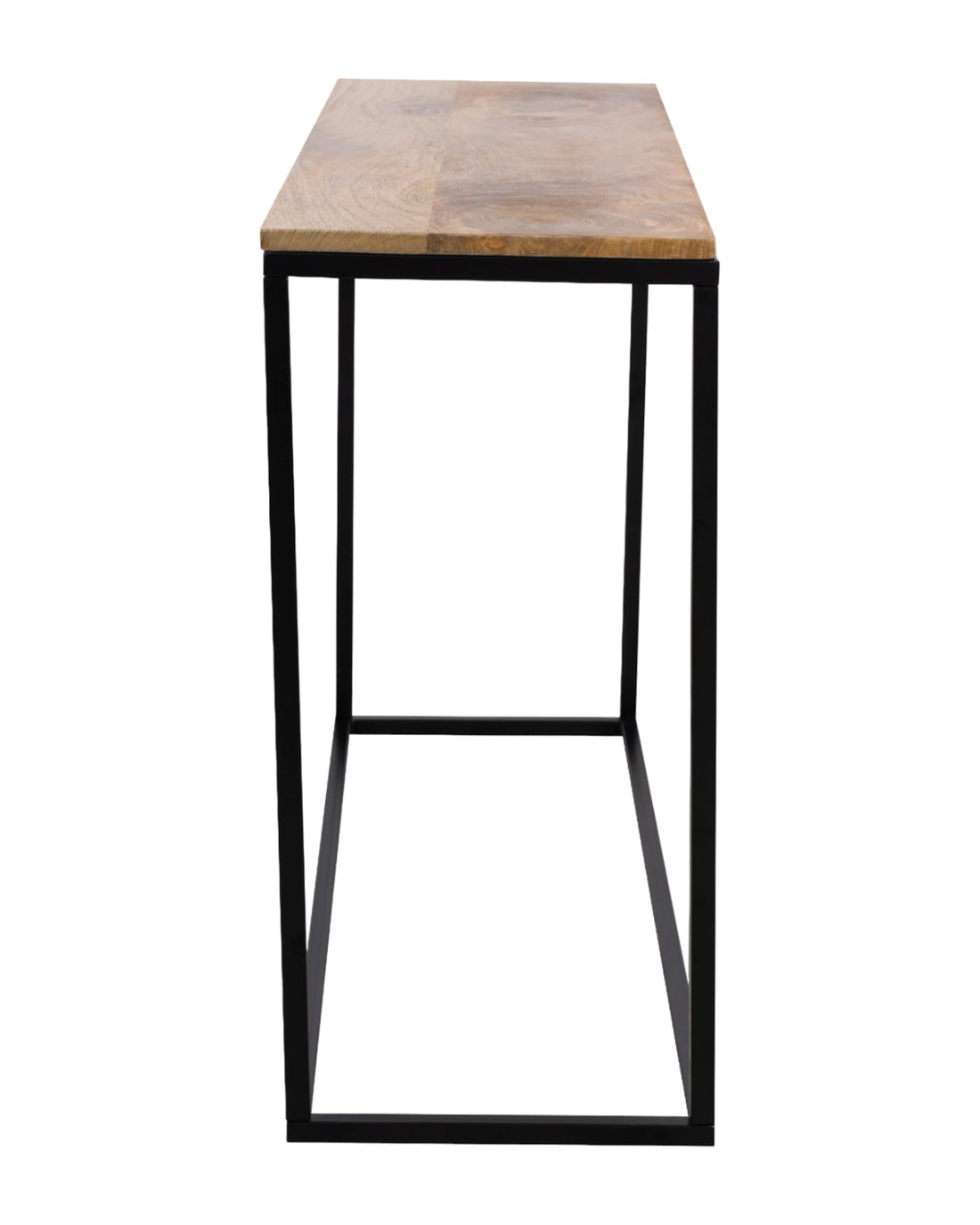 Wooden Top Console Table with Black Iron Frame