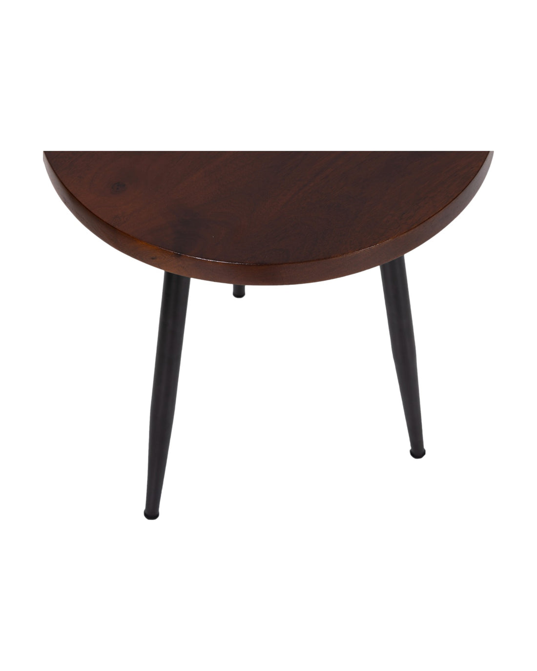 Wooden Walnut Finish Side Table with Iron Legs