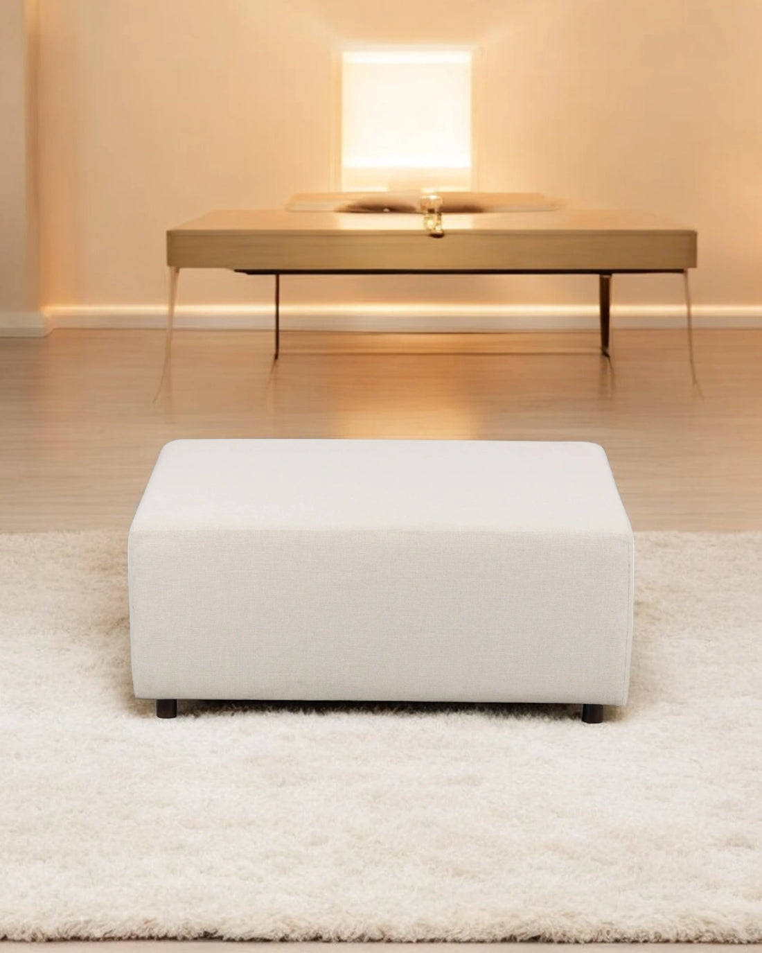 Upholstered Mango White Wood Coffee Table